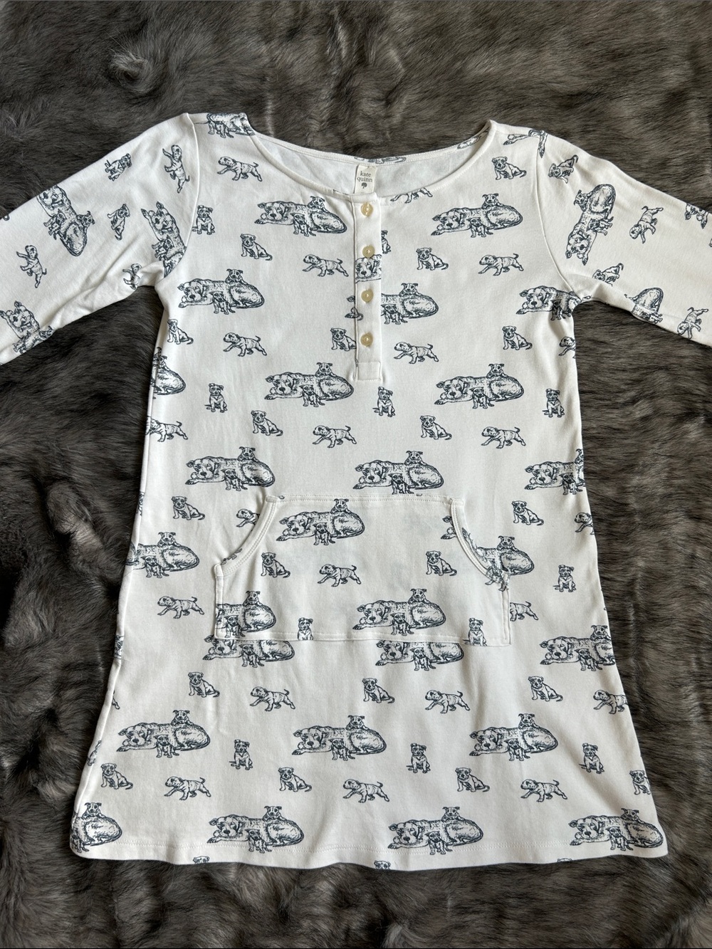 Kate Quinn Pitbull Print Sleep Dress with Kangaroo Pocket Organic Cotton Size XS - Picture 2 of 9